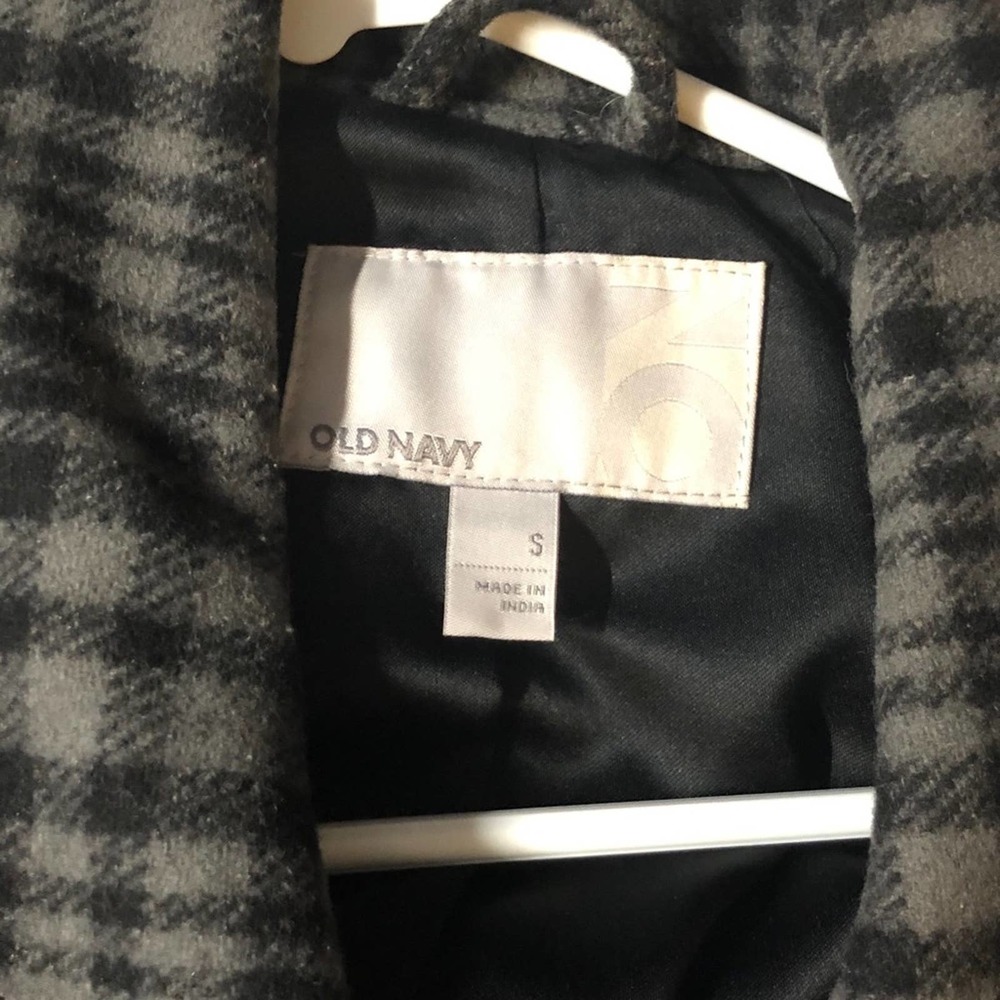 Old Navy Grey Black Plaid Peacoat Size S - Picture 8 of 11